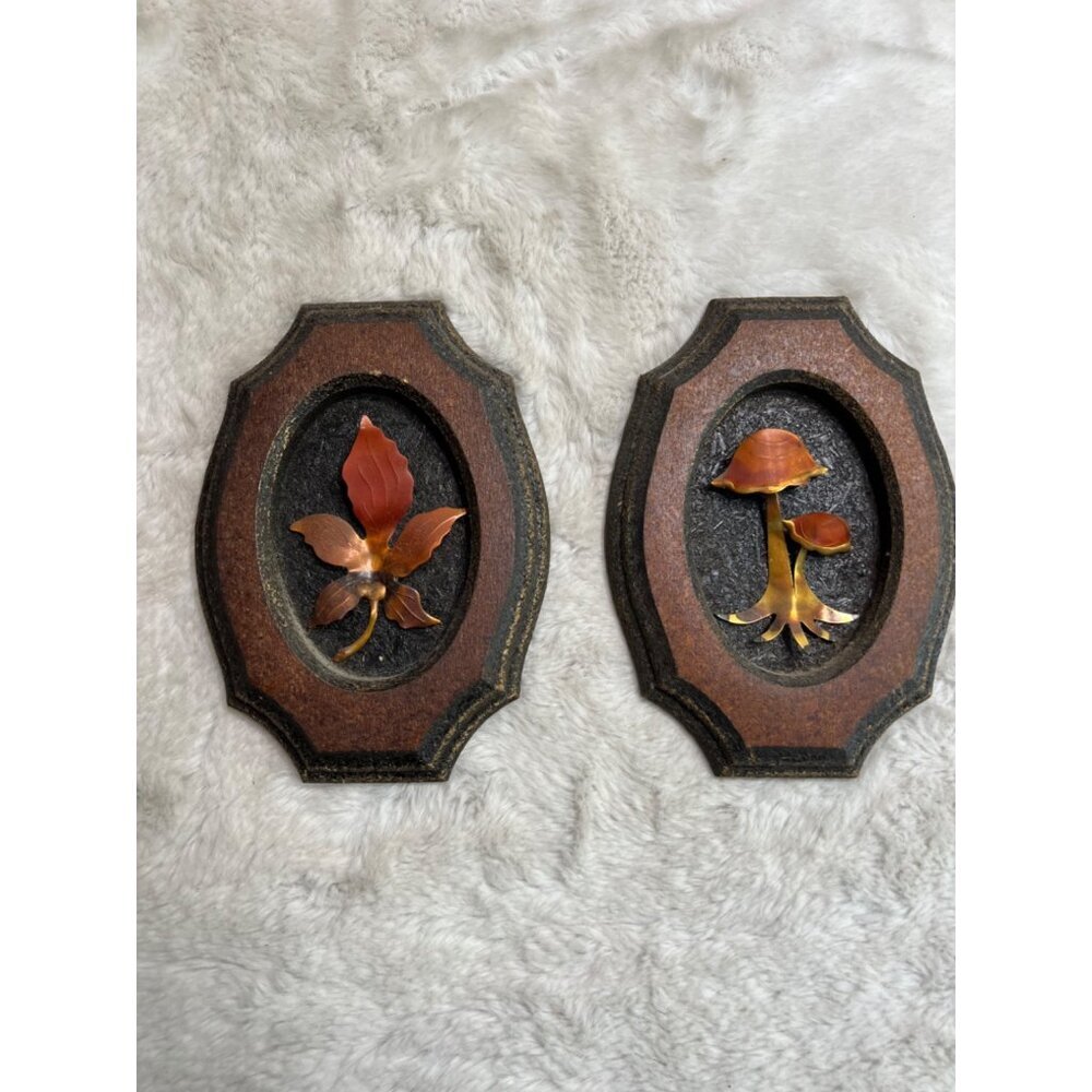 Mushroom leaf pressed cork mushroom wall art